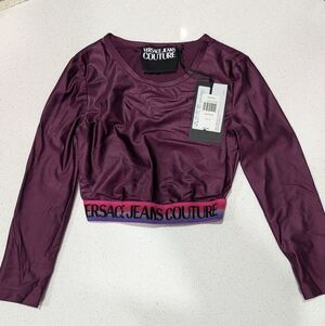 Versace Purple Long Sleeve Crop Top